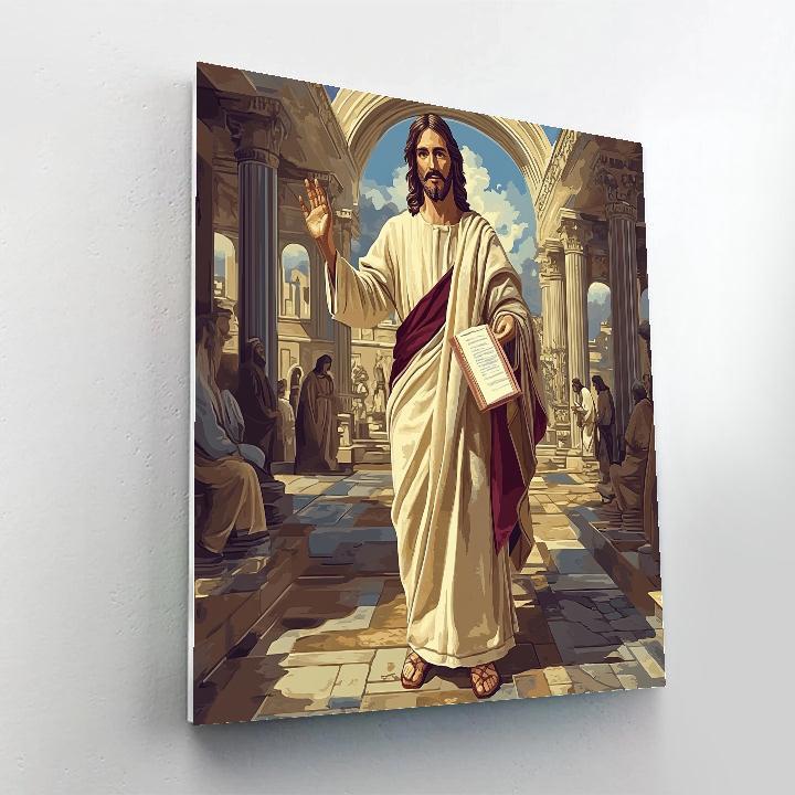 Temple Courtyard Wisdom, Jesus Teaching paint by numbers