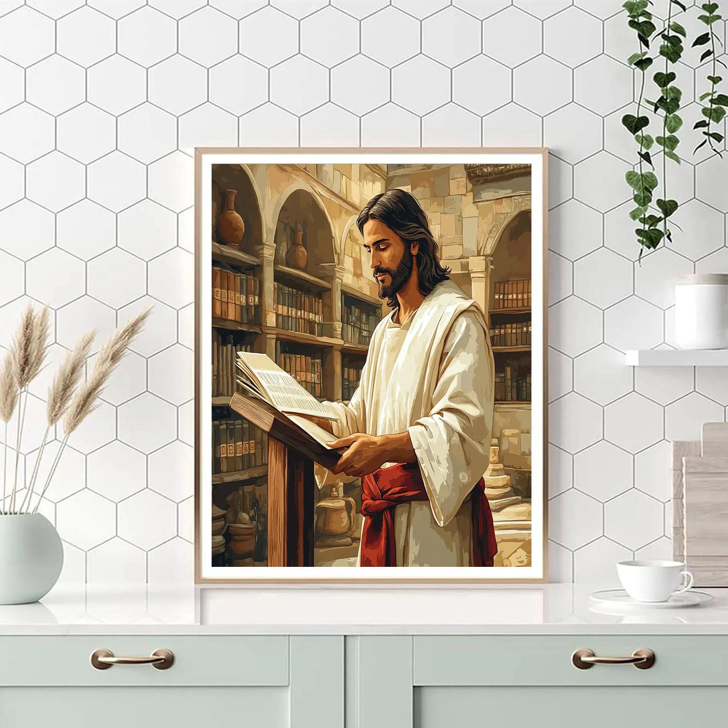 Jesus In The Library Of Parables DIY paint by numbers