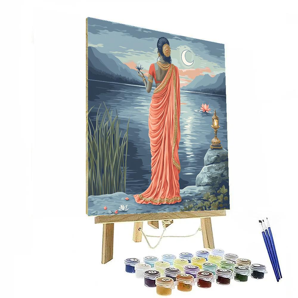 Parvati Moonlit Lake Pilgrimage Paint by numbers art