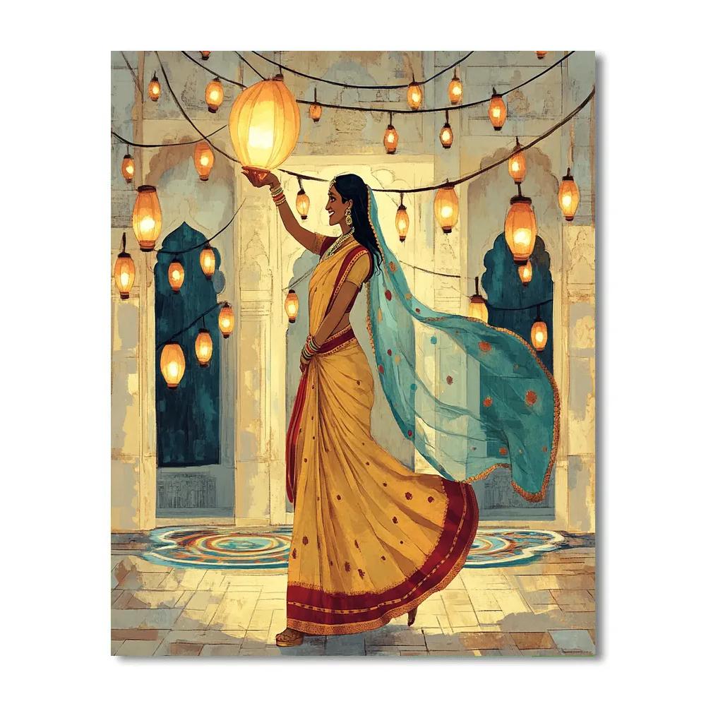 Parvati In Festival Lantern Courtyard Paint by numbers art