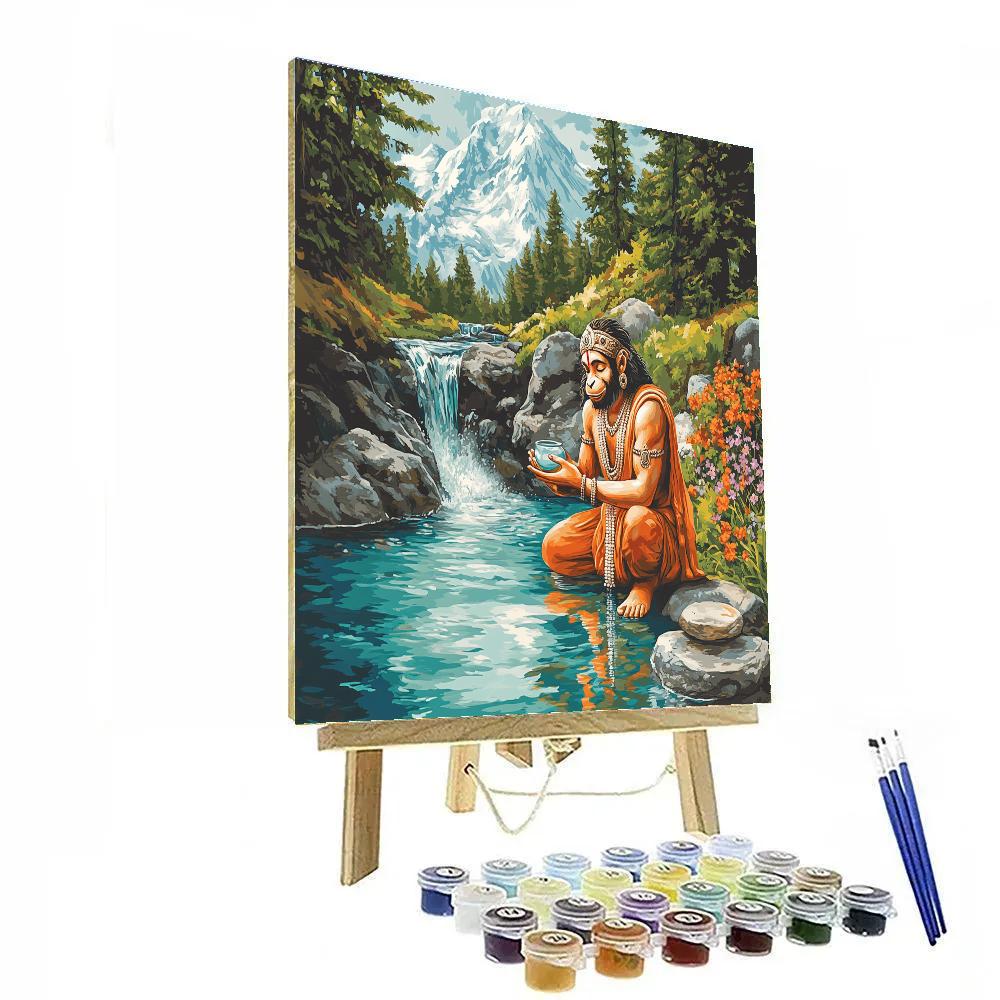 Mountain Spring With Hanuman Calm Paint by numbers kits