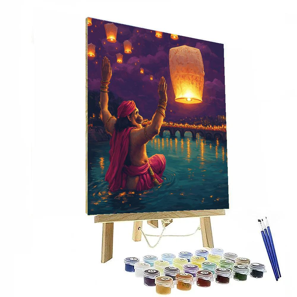 Hanuman Lantern Flight Parade Number painting