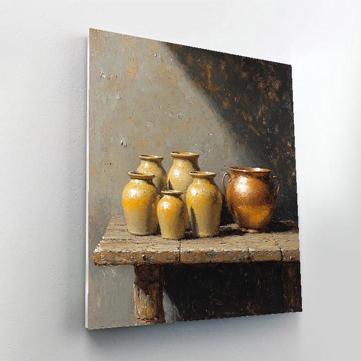 Diego Velázquez Inspired Silvery Bodegon Of Earthenware And Copper In Diffused Window Light painting number kit