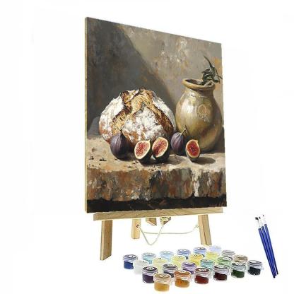 Diego Velázquez Inspired Market Still Life Of Figs Bread And Olive Jar With Atmospheric Depth Painting by numbers kit