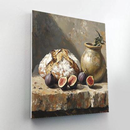 Diego Velázquez Inspired Market Still Life Of Figs Bread And Olive Jar With Atmospheric Depth Painting by numbers kit
