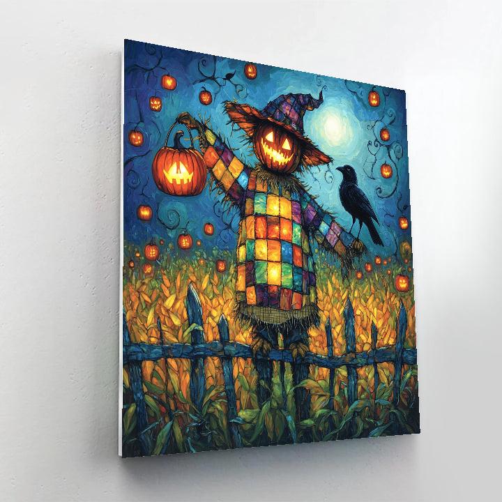 Spooky Stained Glass Scarecrow paint by numbers