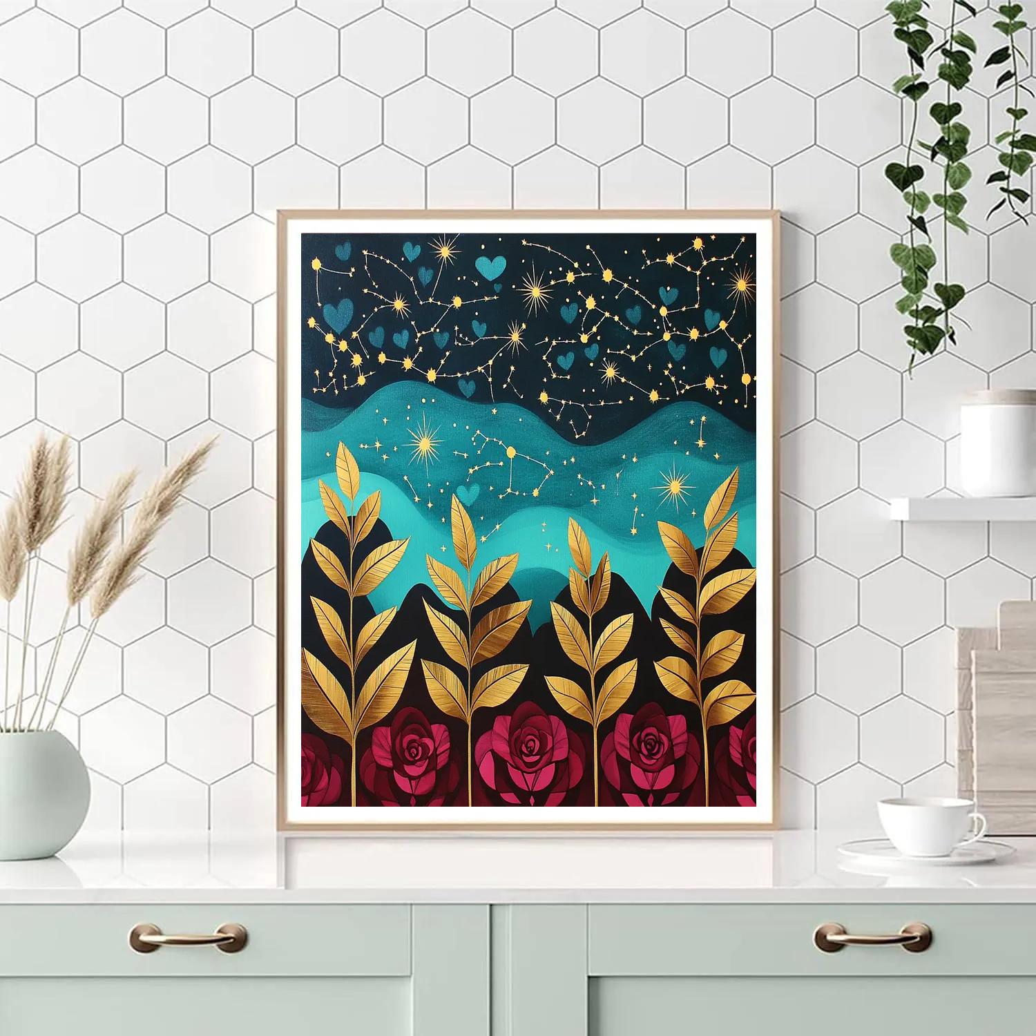 Frida Kahlo Inspired Ancestral Stardust Loteria Pattern paint by number