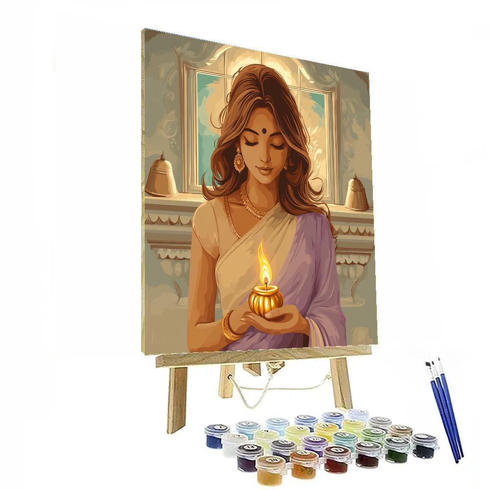 Parvati Evening Lamp Offering Calm painting number kit
