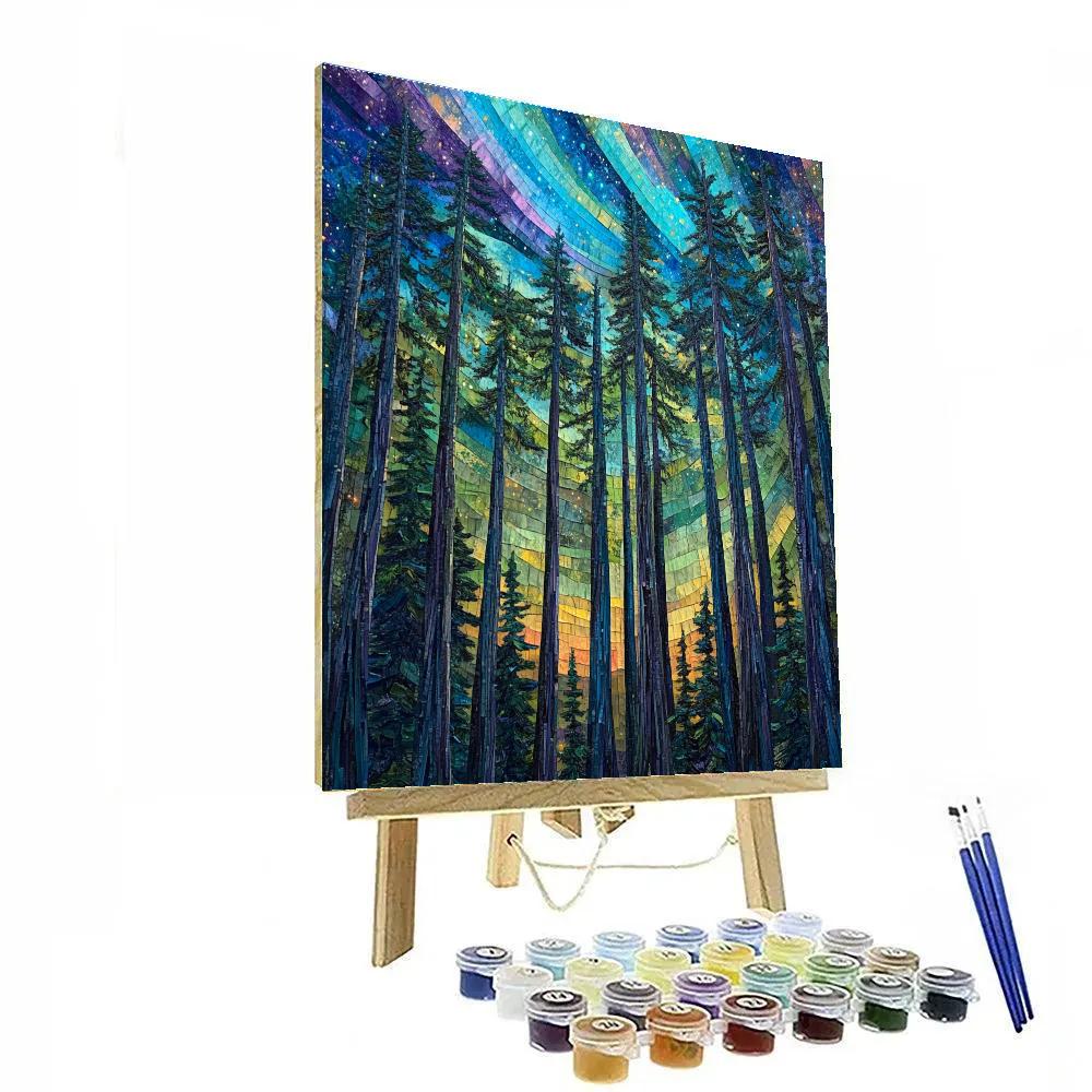 Emily Carr Inspired Aurora Over Cathedral Cedar Grove paint by numbers