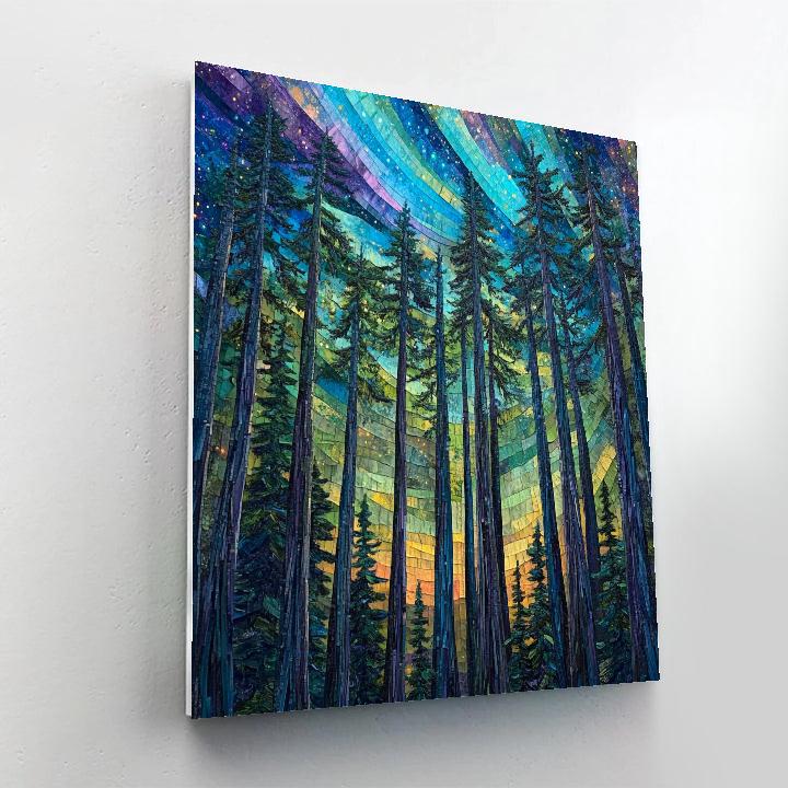 Emily Carr Inspired Aurora Over Cathedral Cedar Grove paint by numbers