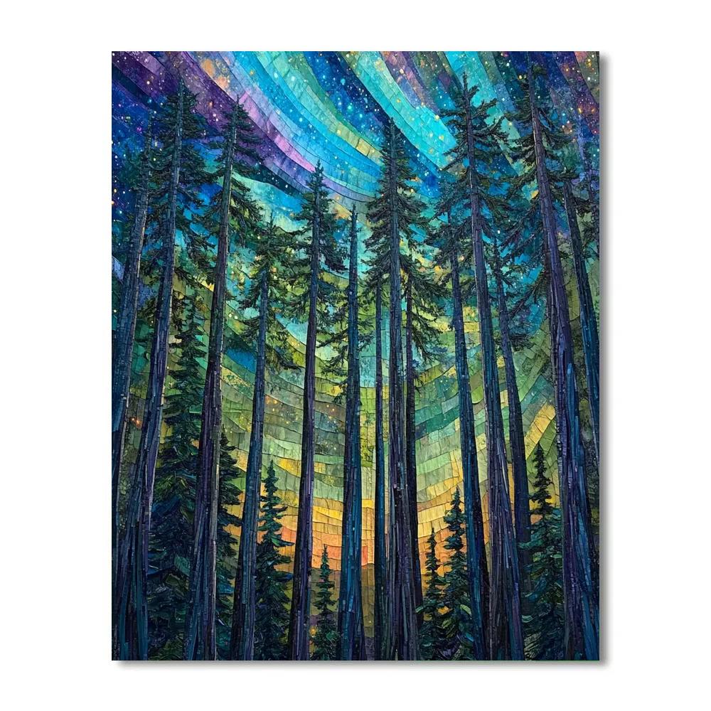 Emily Carr Inspired Aurora Over Cathedral Cedar Grove paint by numbers