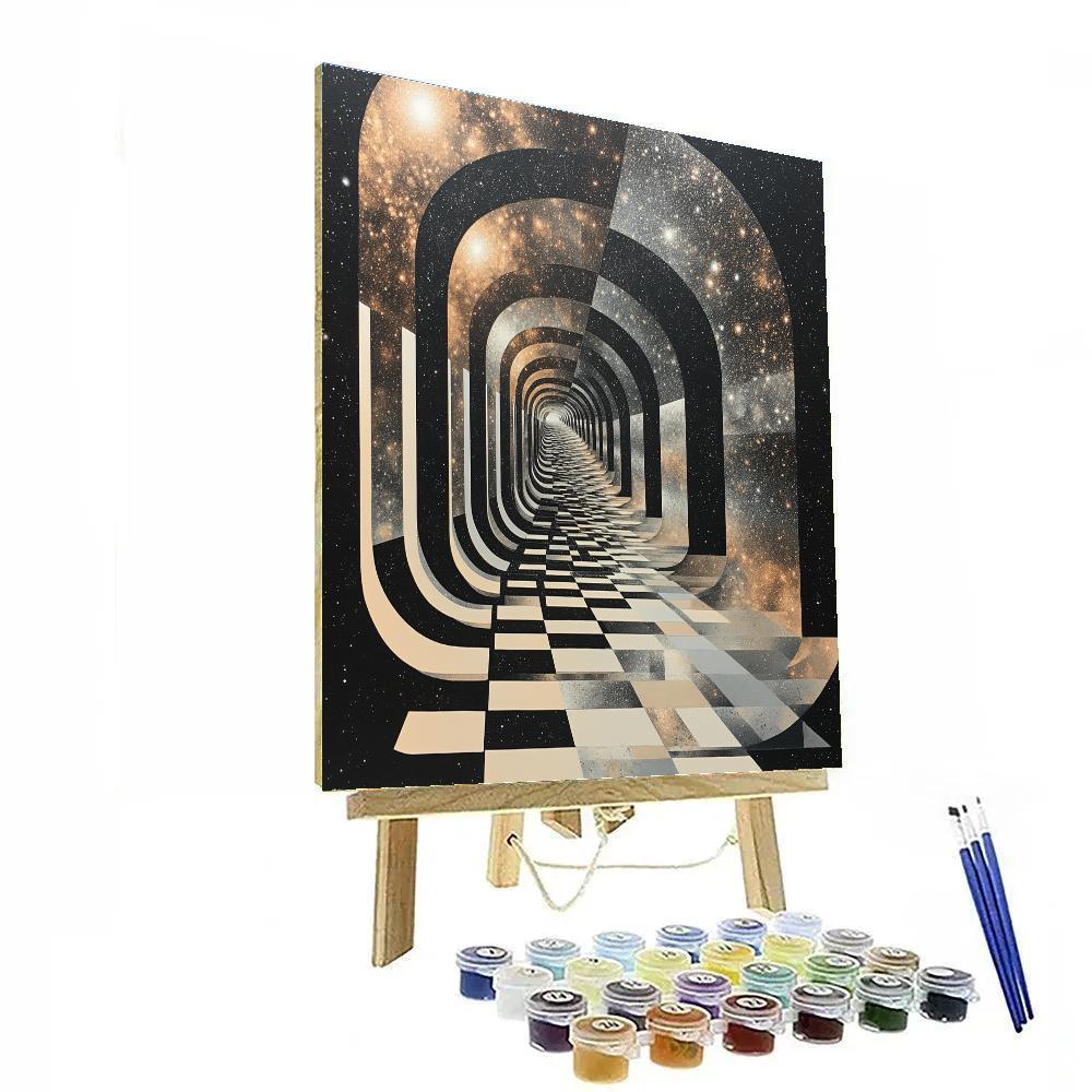 M.C. Escher Inspired Non Euclidean Nebula Stairwell paint by number