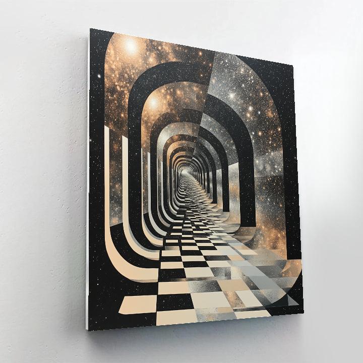 M.C. Escher Inspired Non Euclidean Nebula Stairwell paint by number