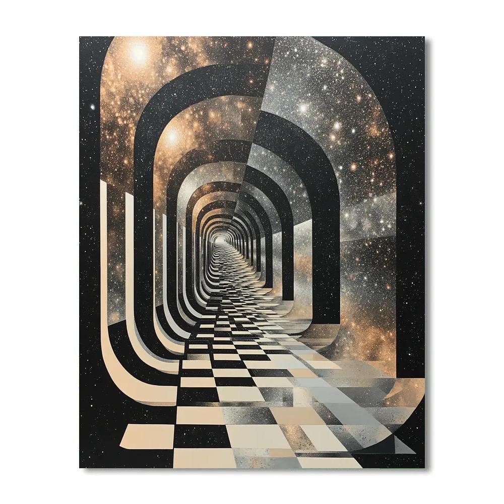 M.C. Escher Inspired Non Euclidean Nebula Stairwell paint by number