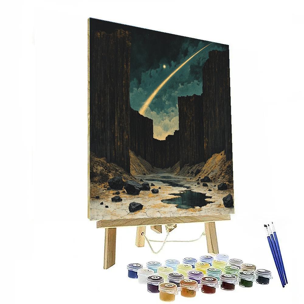 Francisco Goya Inspired Comet Glow Behind Basalt Crags painting number kit