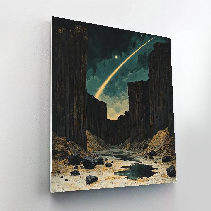 Francisco Goya Inspired Comet Glow Behind Basalt Crags painting number kit