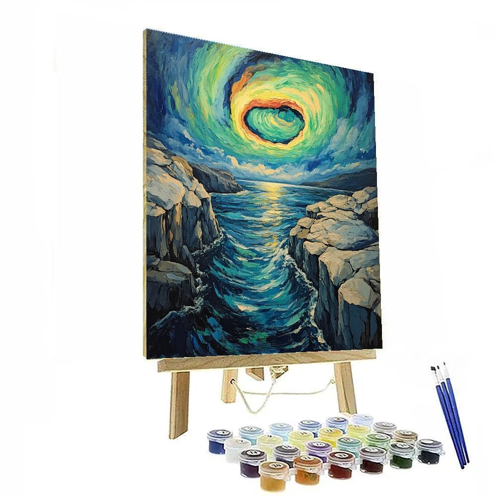 Edvard Munch Inspired Aurora Rift Over Silent Fjord DIY paint by numbers