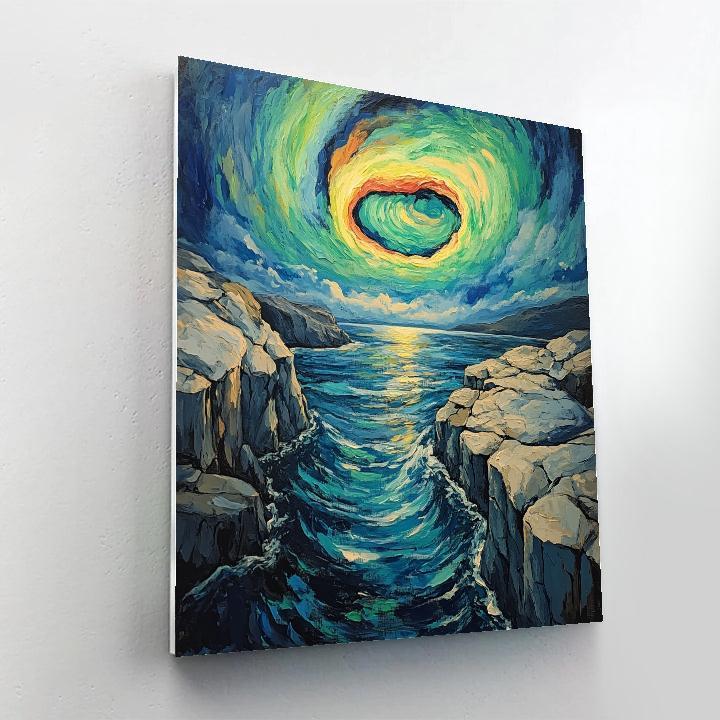 Edvard Munch Inspired Aurora Rift Over Silent Fjord DIY paint by numbers