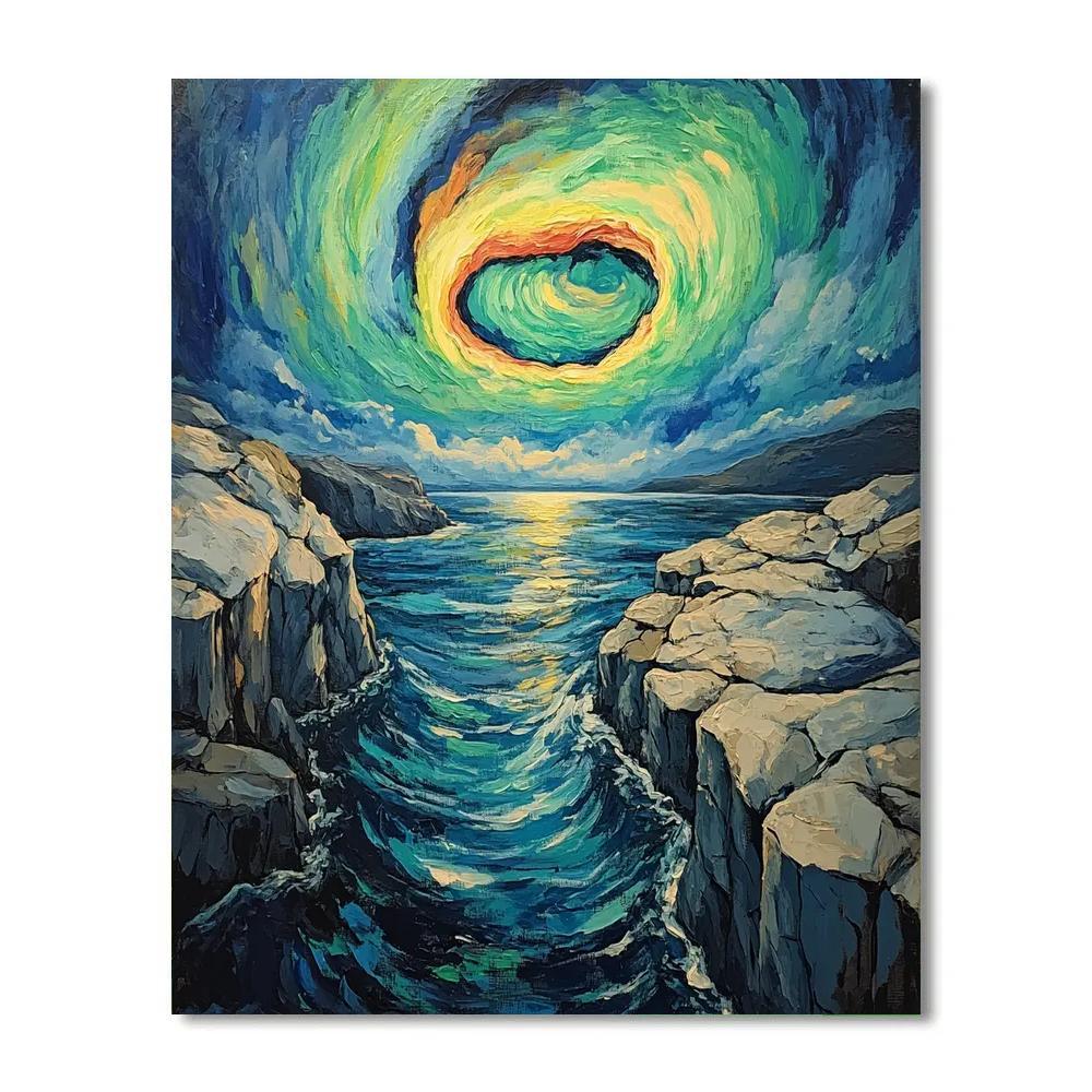 Edvard Munch Inspired Aurora Rift Over Silent Fjord DIY paint by numbers