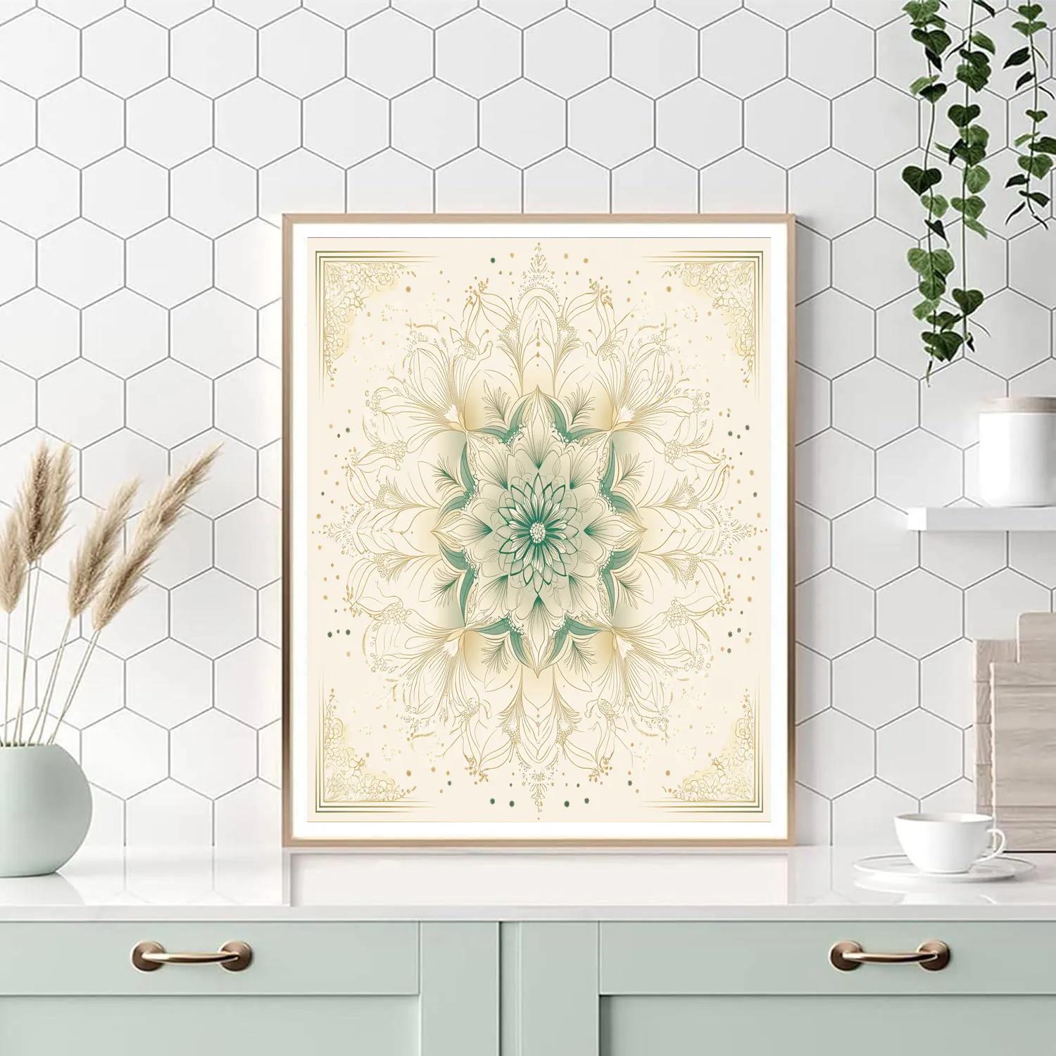 Alphonse Mucha Inspired Celestial Botanic Mandala DIY paint by numbers