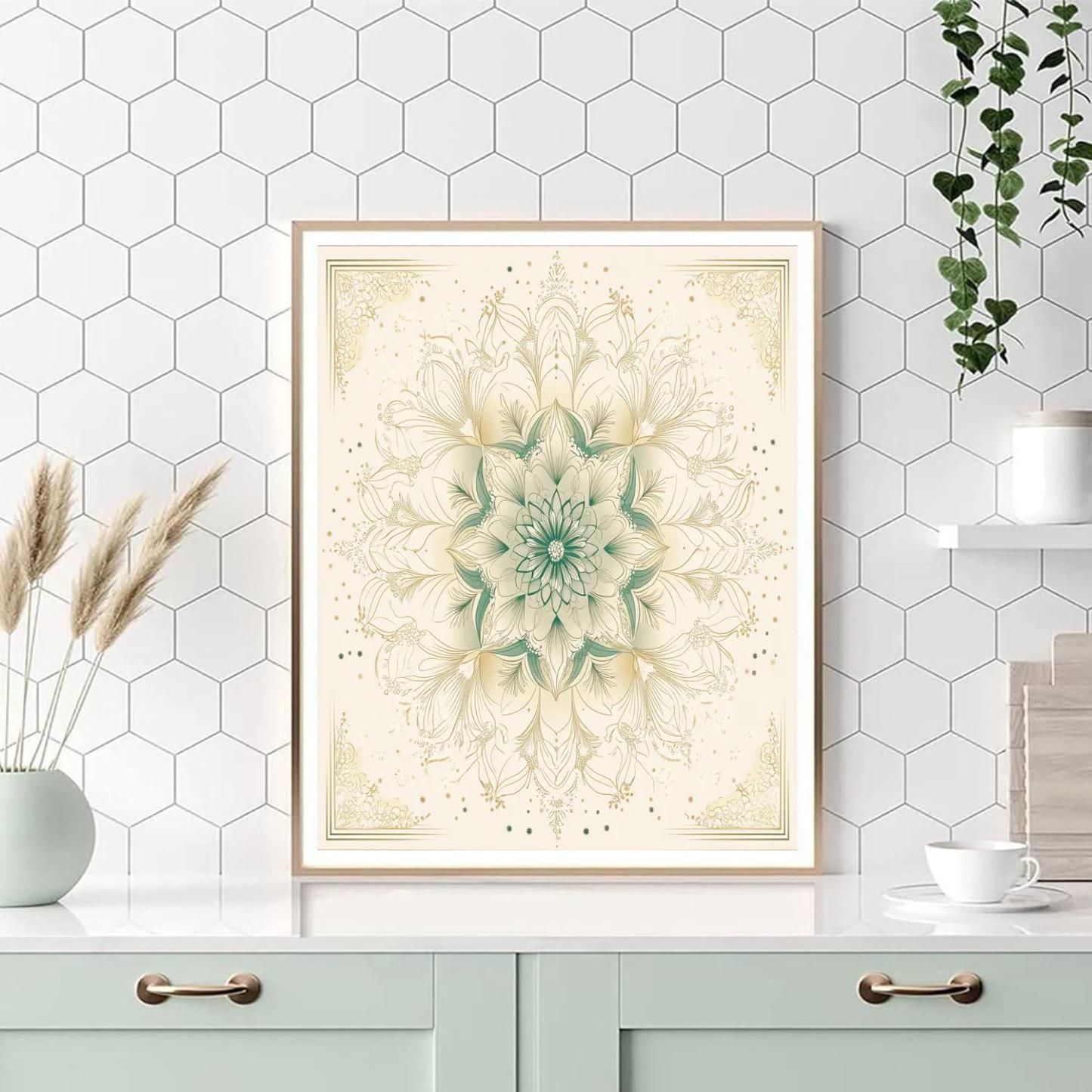 Alphonse Mucha Inspired Celestial Botanic Mandala DIY paint by numbers