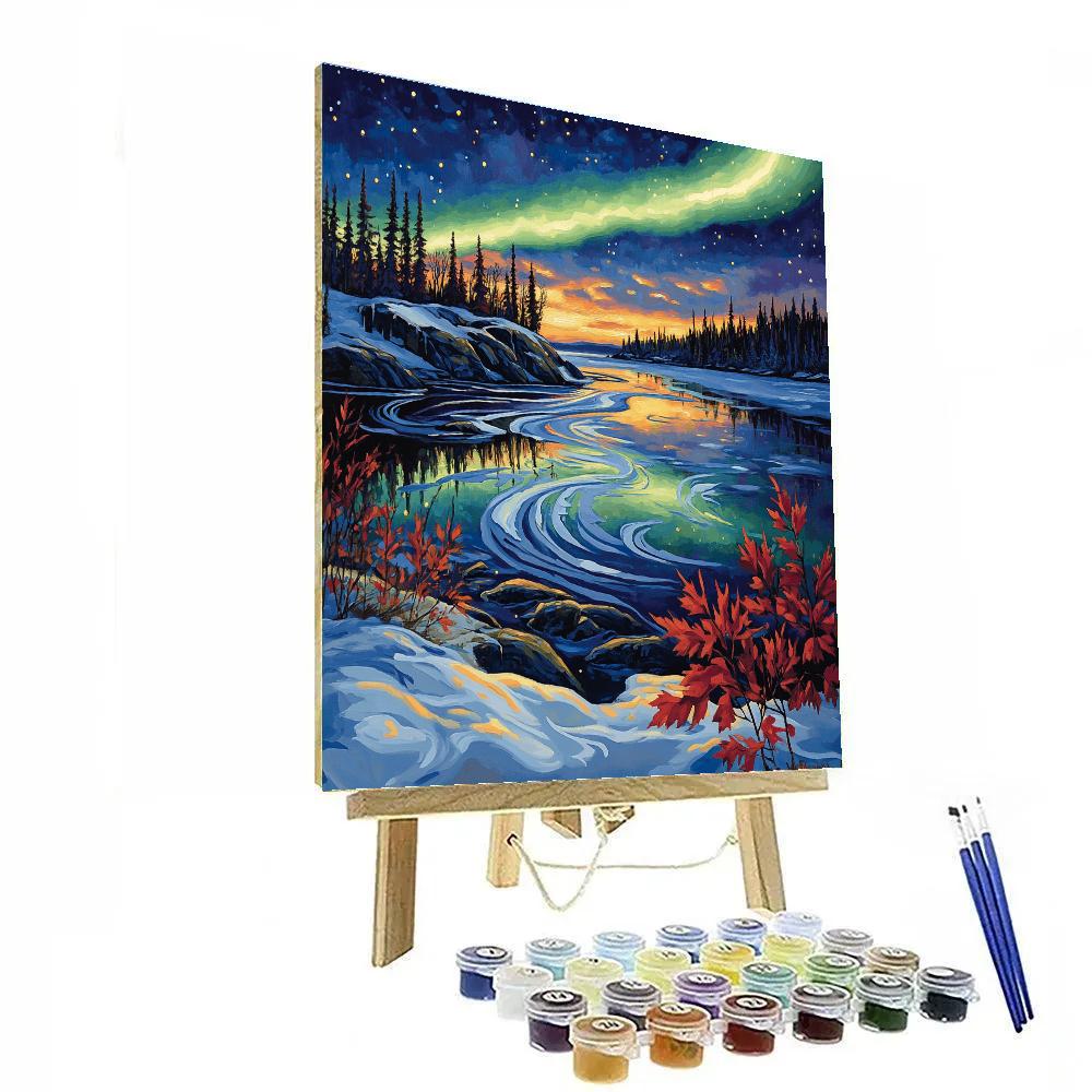 A.Y. Jackson Inspired Aurora Over The Canadian Shield Thaw Painting by numbers kit