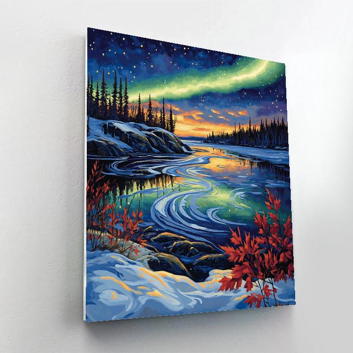 A.Y. Jackson Inspired Aurora Over The Canadian Shield Thaw Painting by numbers kit