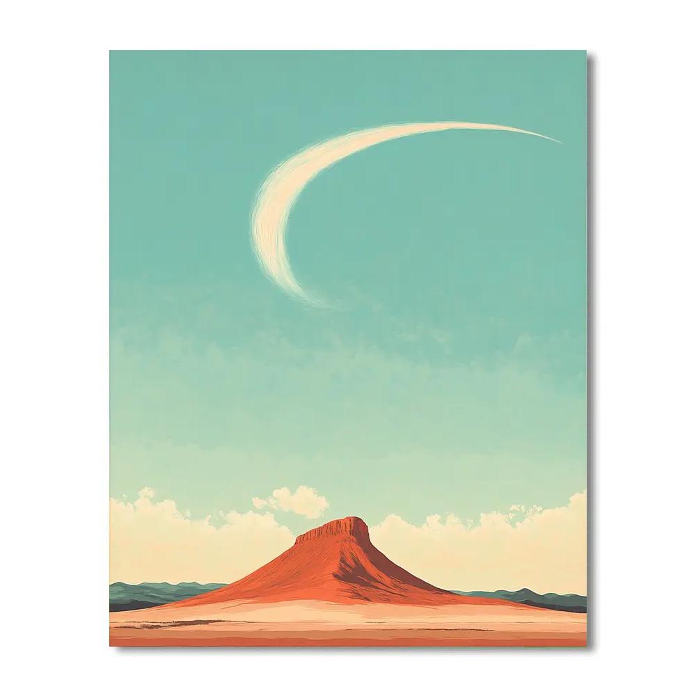 Georgia O’Keeffe Inspired Comet Wind Over Red Mesa paint by color