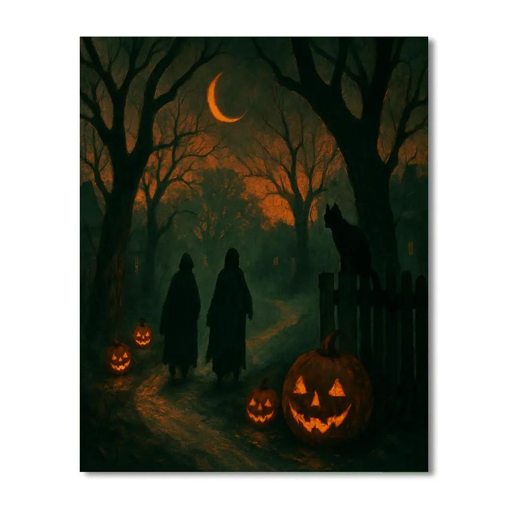 Halloween Lantern Walk Halloween Number painting
