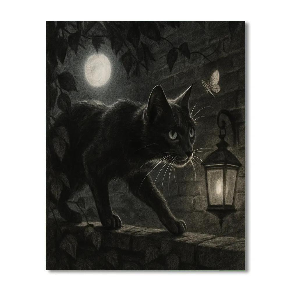 Cat Moonlit Prowl Cat Numbered painting kits