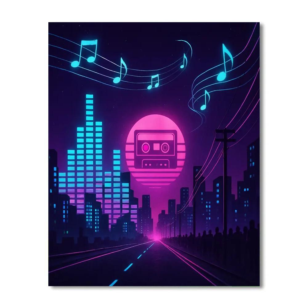 Music Neon City Rhythm Music paint by number