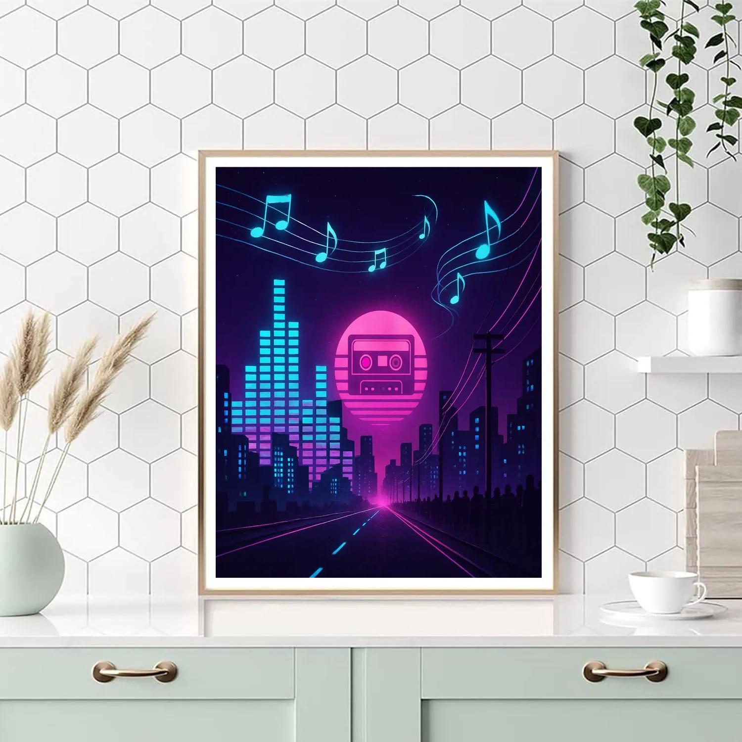 Music Neon City Rhythm Music paint by number