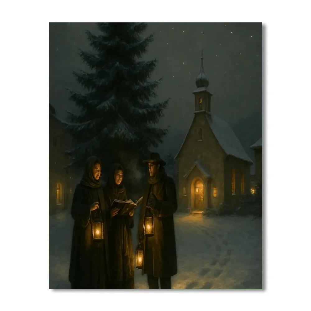 Christmas Starry Eve Carolers Christmas Number painting