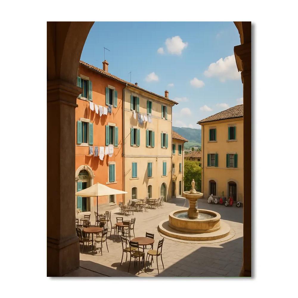 Italy Sunlit Piazza Painting by numbers kit