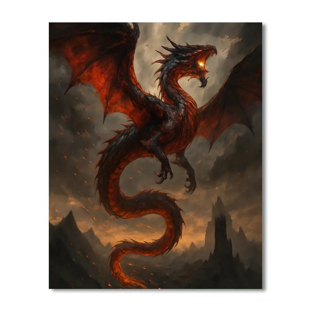 Dragon Ember Ascent Number painting