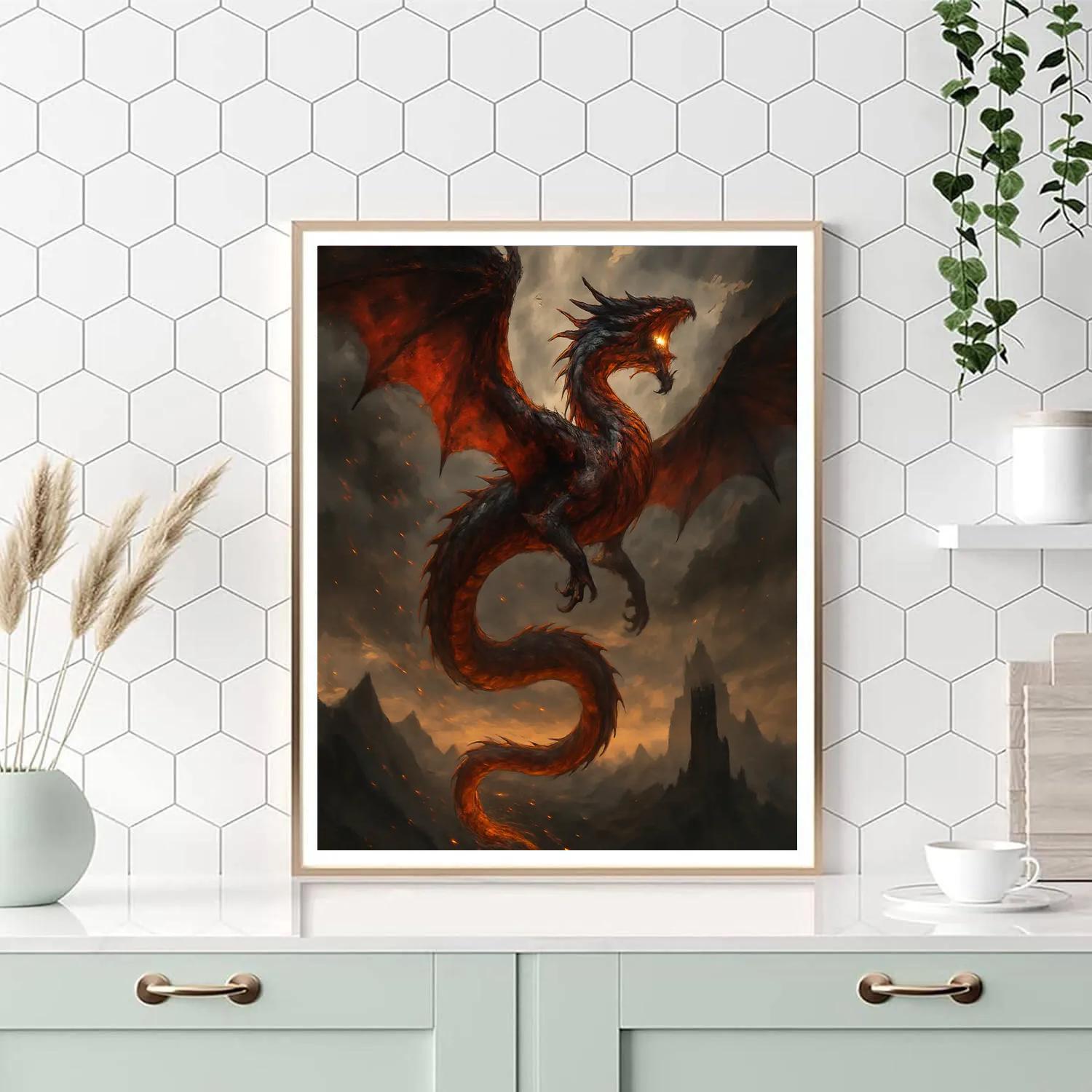 Dragon Ember Ascent Number painting