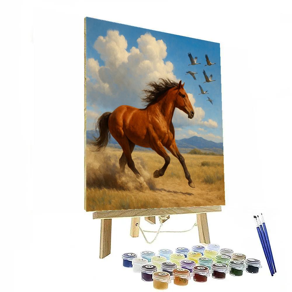 Horse Wild Steppe Wind Number painting