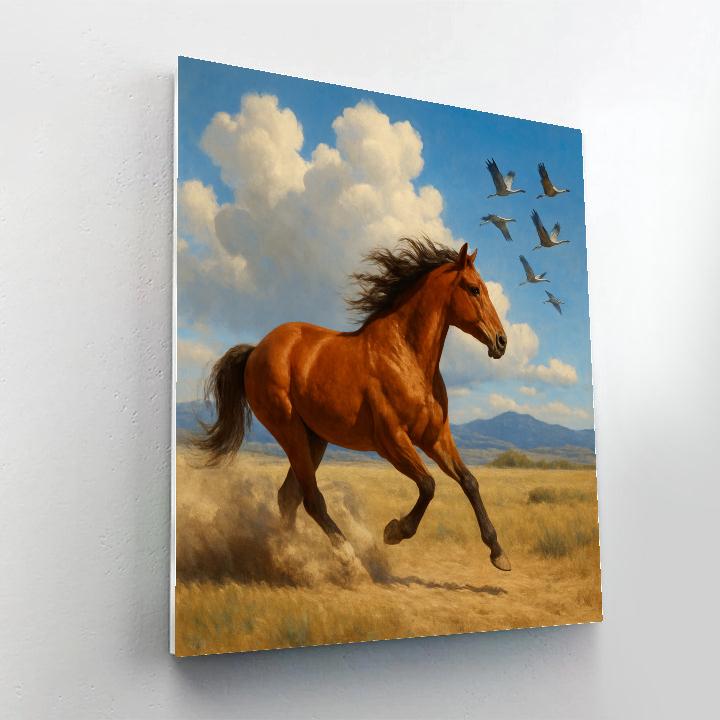 Horse Wild Steppe Wind Number painting