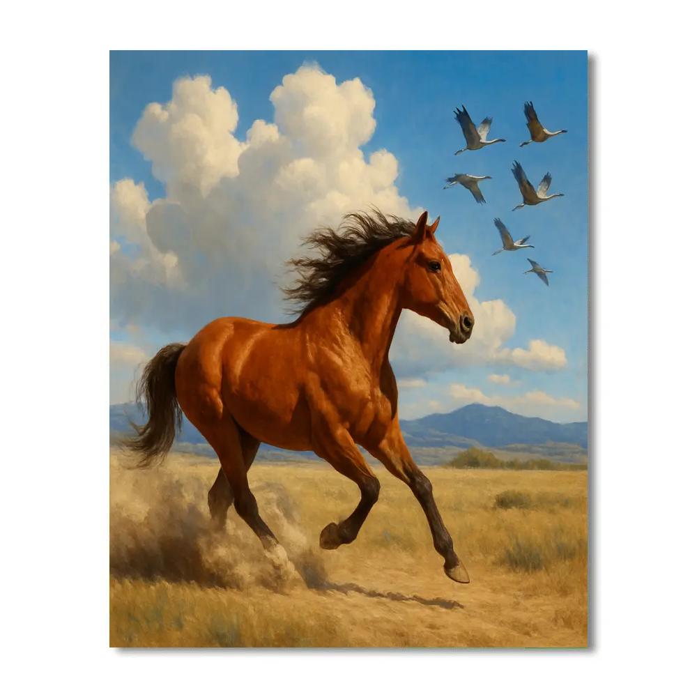Horse Wild Steppe Wind Number painting