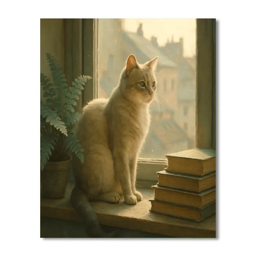 Cat Window Daydream Number painting