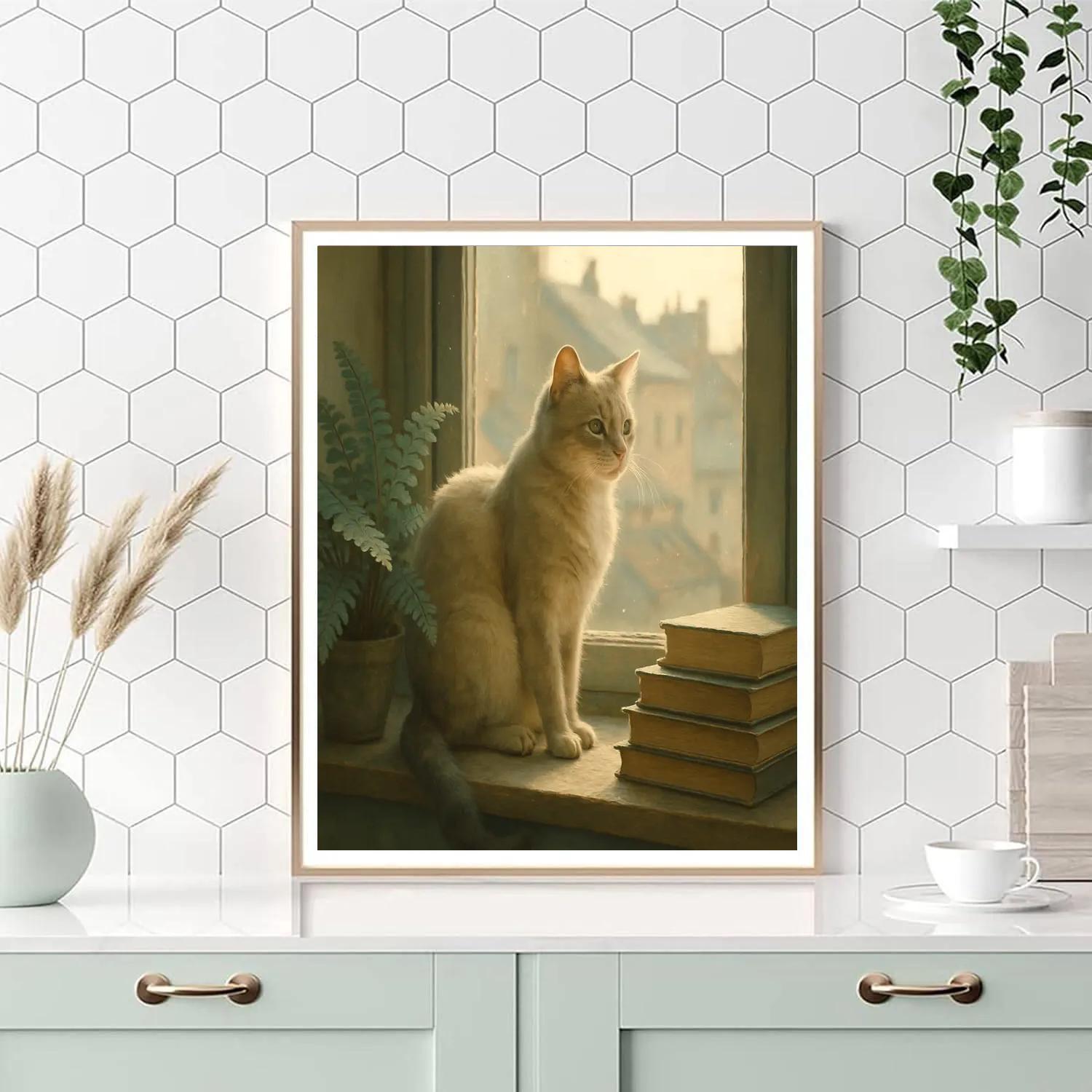 Cat Window Daydream Number painting