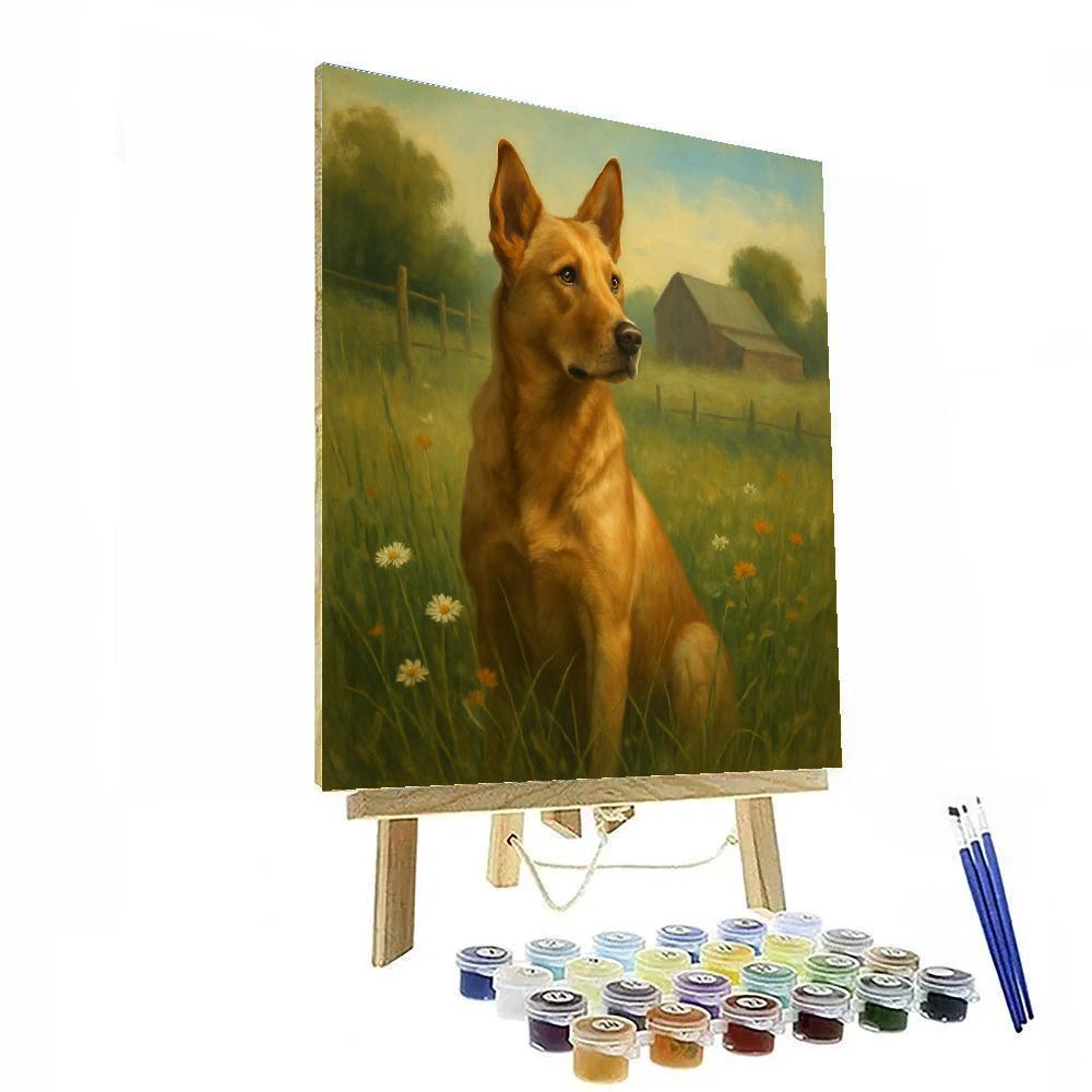 Dog Meadow Guardian Number painting