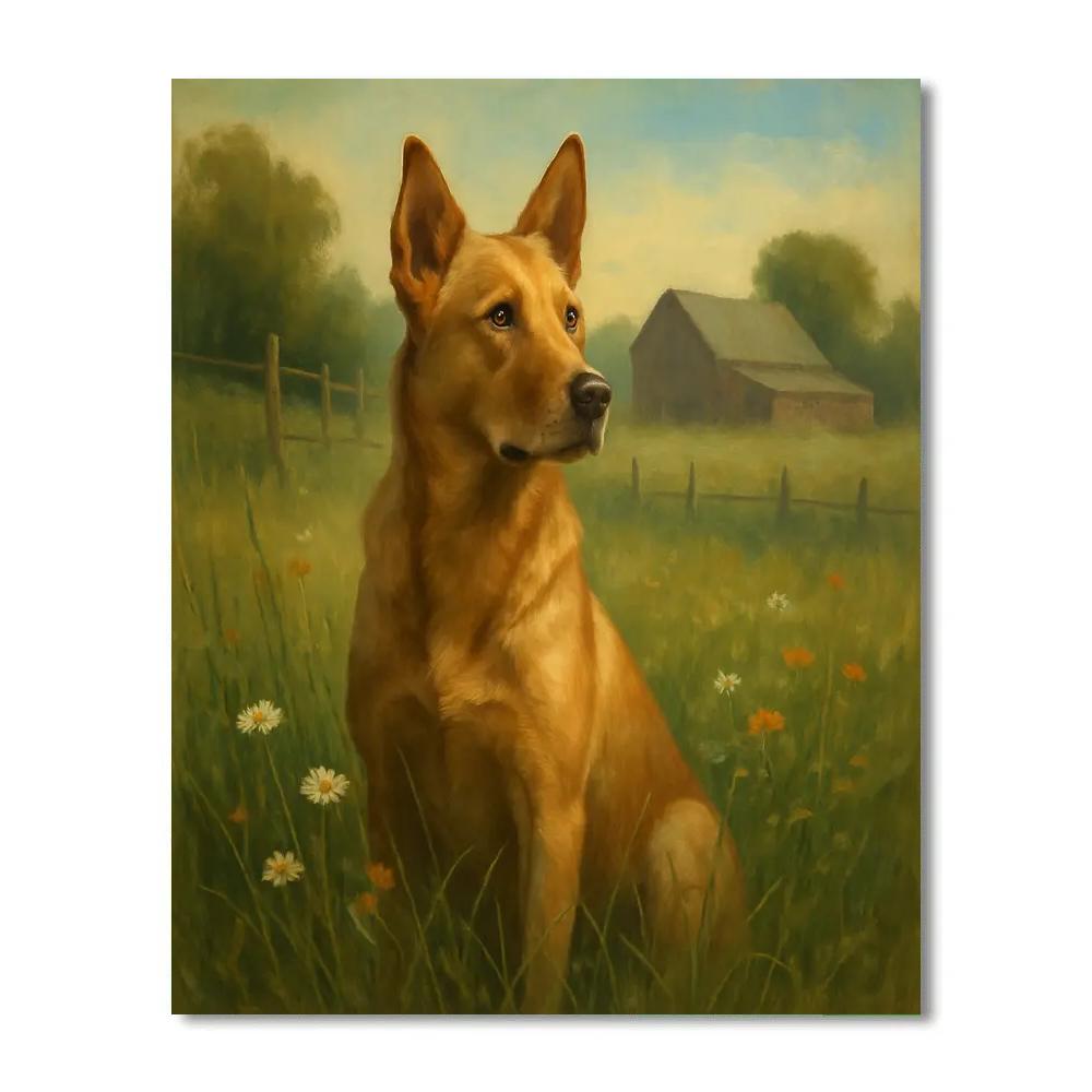 Dog Meadow Guardian Number painting