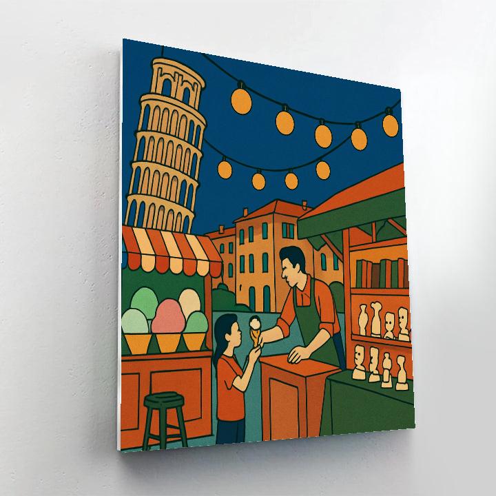 Night Market In Italy Under The Leaning Tower paint by number