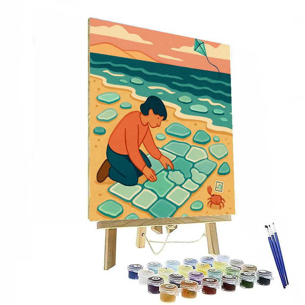 Beach Glass Lagoon Postcards Painting by numbers kit