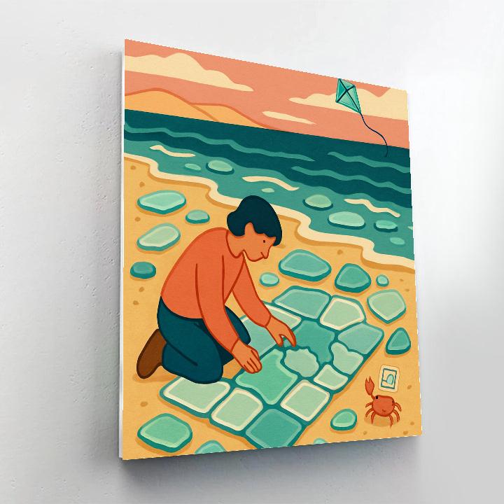 Beach Glass Lagoon Postcards Painting by numbers kit