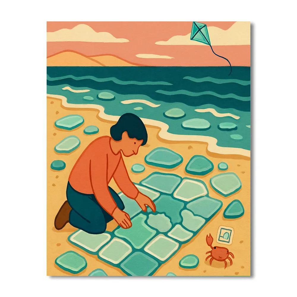 Beach Glass Lagoon Postcards Painting by numbers kit