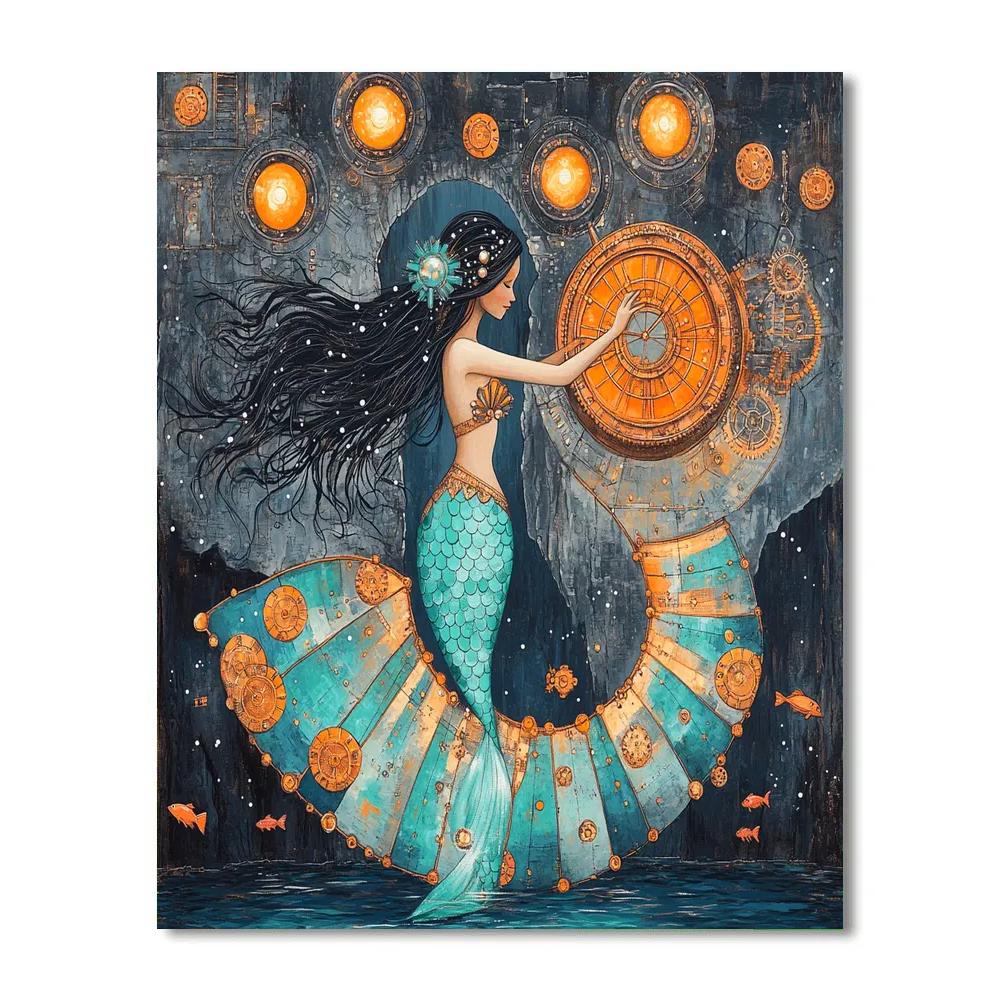 Clockwork Mermaid Of The Abyssal Observatory paint by number