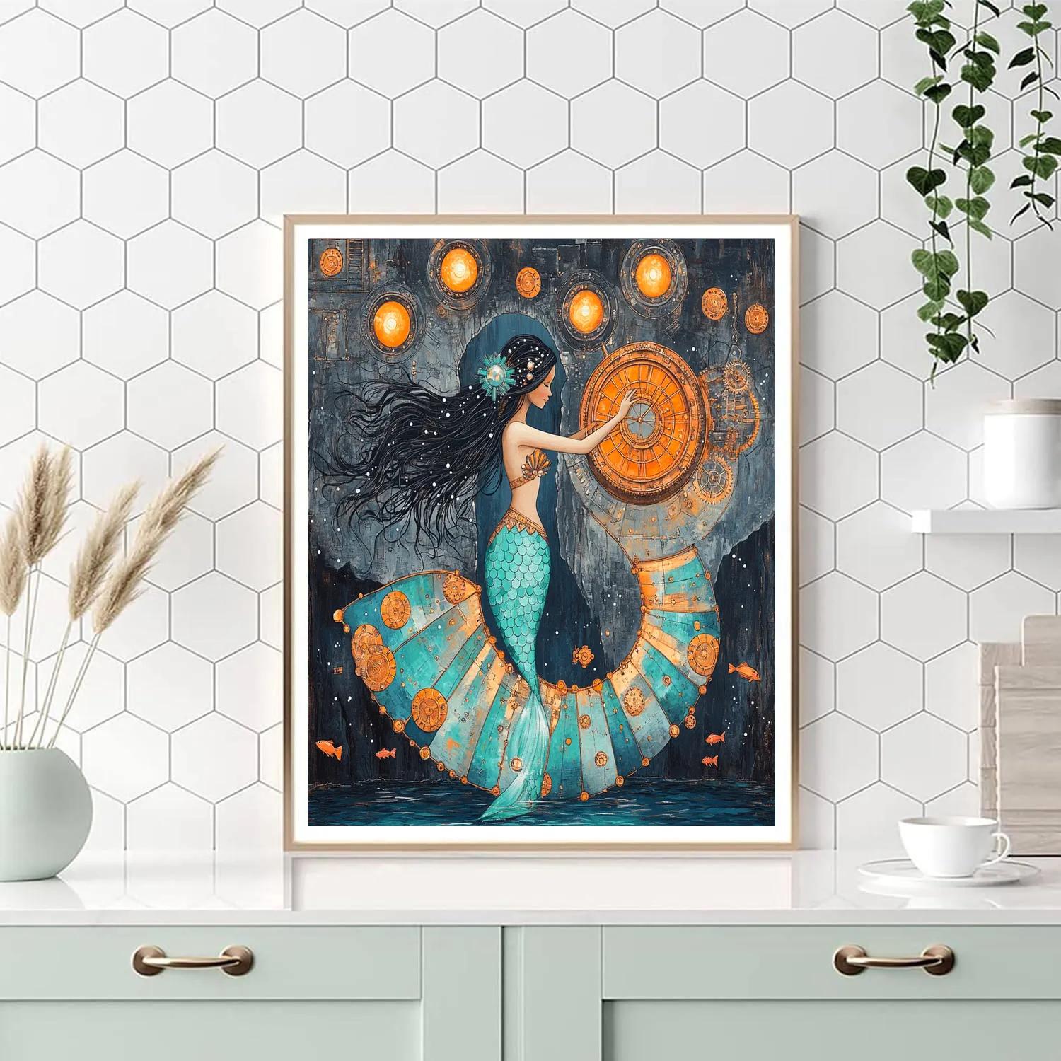 Clockwork Mermaid Of The Abyssal Observatory paint by number