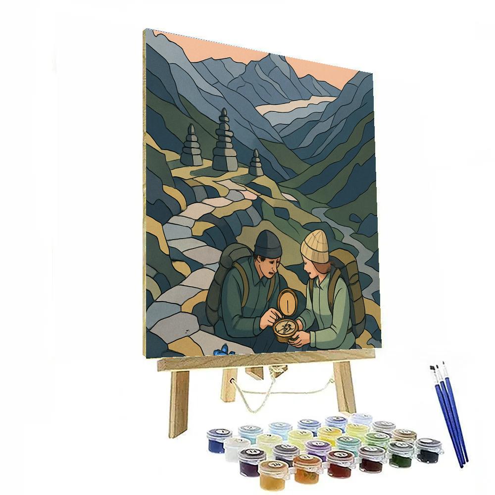 Alpine Clockwork Pass With Mountain Horizon paint by number